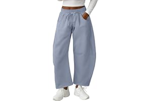 Qixing Women Sweatpants Baggy Barrel Leg Elastic Waisted Pants Gym Trousers with Pockets