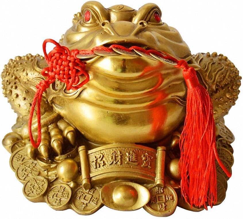 Feng Shui Frog with Three Legs Good Luck Frog for Attracting Wealth Home Office Desk Decoration 4.3inches