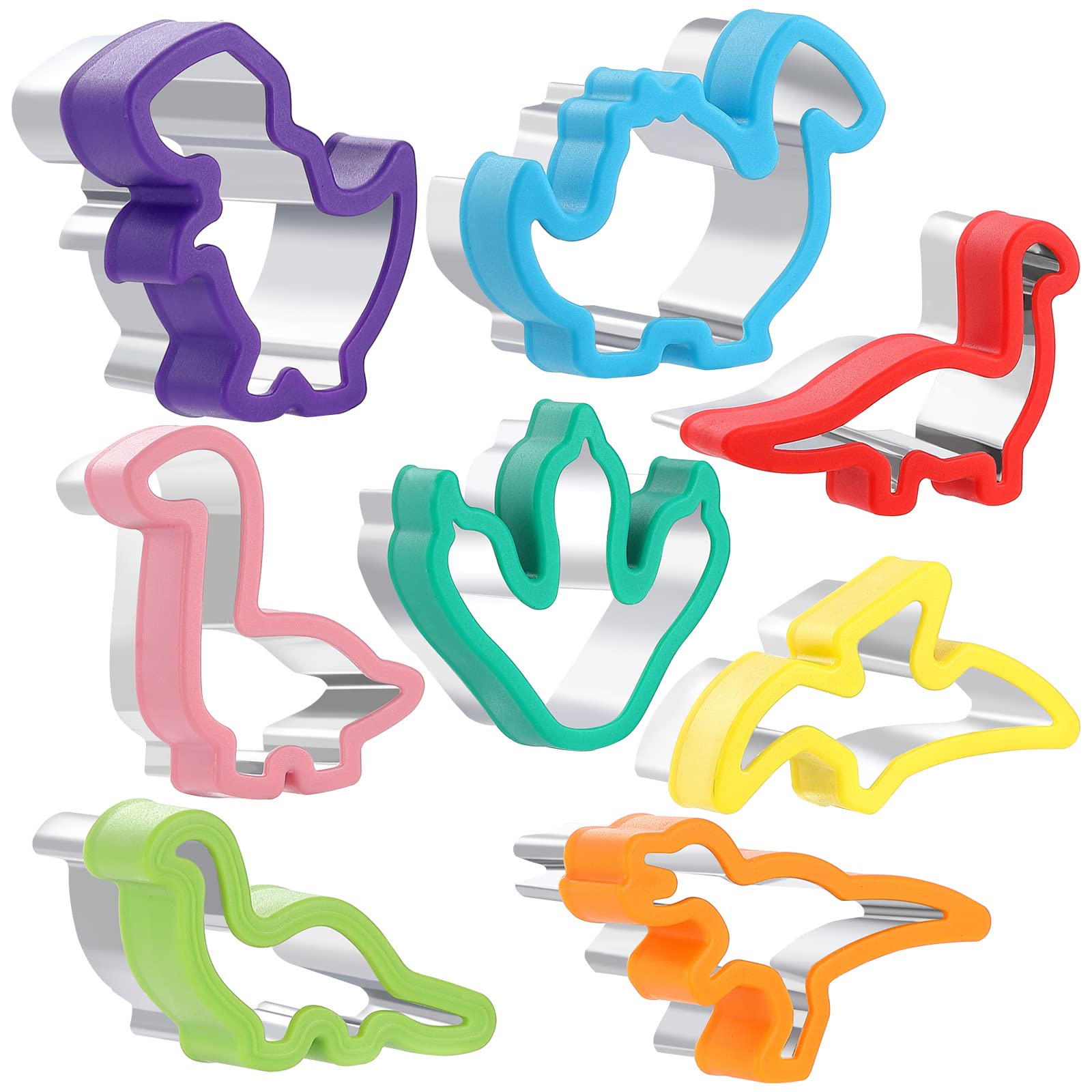 Photo 1 of MUYIYAMEI 8pcs Dinosaur Cookie Cutter Set - Stainless steel Sandwich Cookie Food Cutter Molds, Kitchen Baking, Cookies, Sandwiches, Children's Dinosaur Themed Birthday Party.