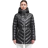 BINACL Women's Winter Warm Long Stylish Shiny Coat Outwear Pockets Quilted Thicken Hooded Parka Jacket with Adjustable Waist
