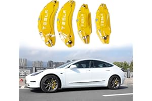 Weishine - Brake Caliper Covers Set of 4 Compatible with for Tesla model 3 Accessories，2017-2023 18/19 inch Wheel Hub Brake Caliper Covers -Fit For Tesla Model3 Yellow Brake Caliper(Yellow)