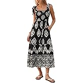 Kate Kasin Womens Spaghetti Tie Strap Mixi Dress, Summer Boho Dress with Pockets, Beach Vacation Dresses 2026