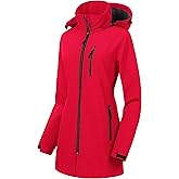 CREATMO US Women's Lightweight Waterproof Long Softshell Tactical Jacket Fleece Lined Windbreaker