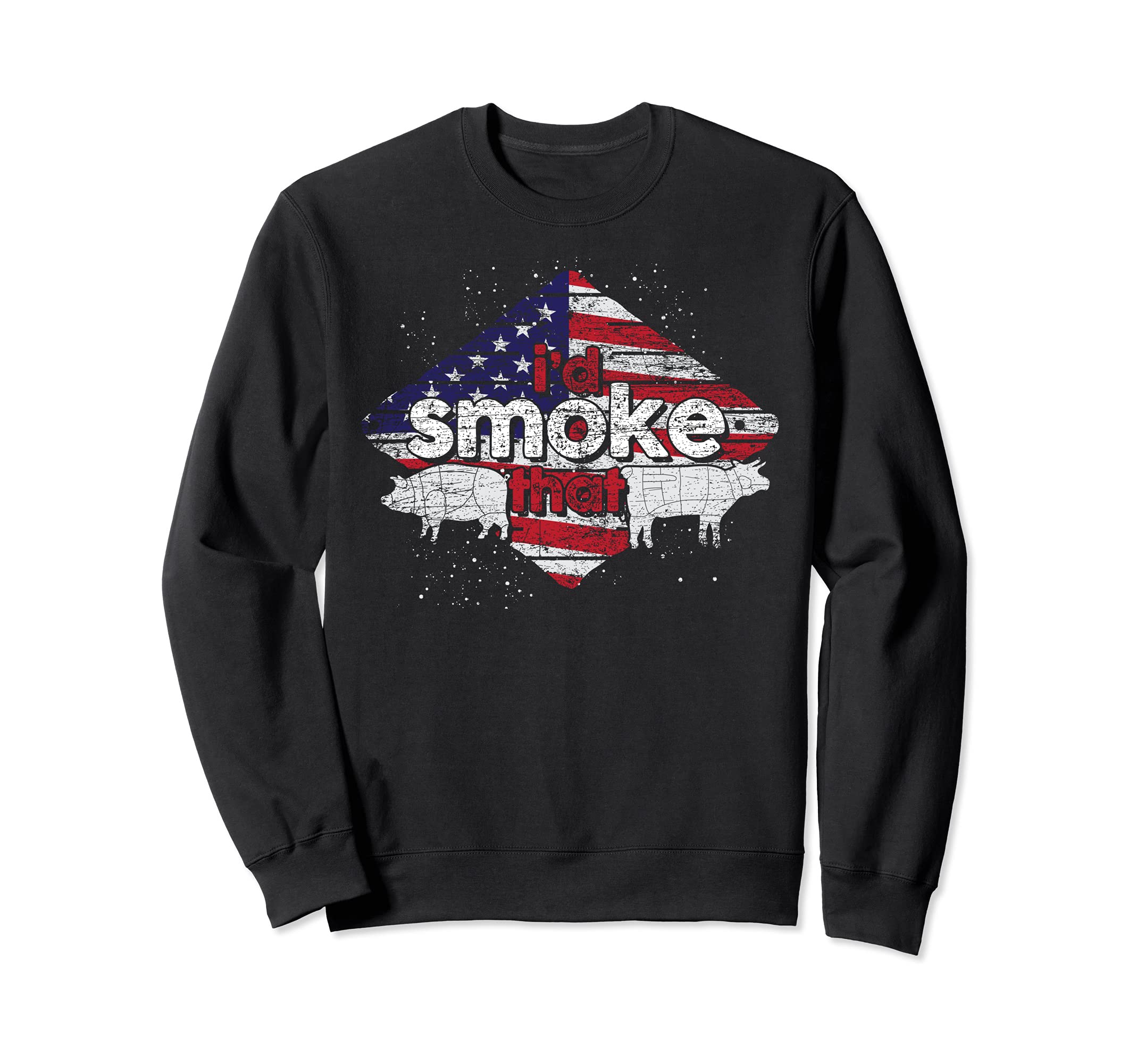 USA Flag Grilled Meat Smoked Barbecue Grilling Funny BBQ Sweatshirt