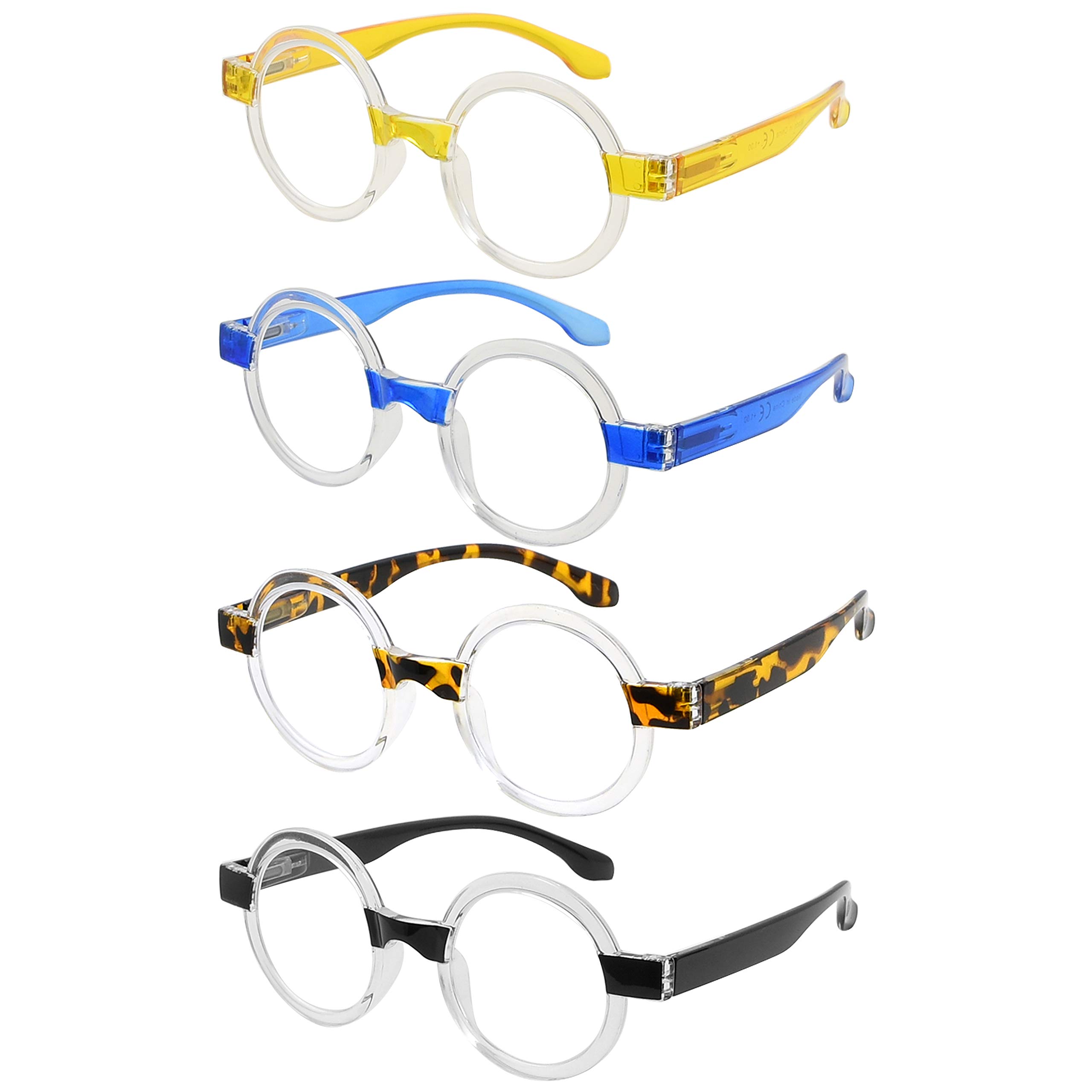 Eyekeeper 4-Pack Round Reading Glasses Women Oprah Style Readers +1.00