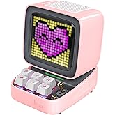 Divoom Ditoo Retro Pixel Art 15W Bluetooth Speaker,Cute Speaker with Alarm,White Noise &amp; Mini Games,Iconic Desk Setup Speaker with 16X16 LED App Controlled Front Screen,Gifts for Anyone (Pink)