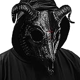 Scary Goat Mask Animal Skull Ram Horns Devil Demon Evil Half Face Prop for Cosplay Halloween Party Masquerade Decor
