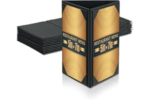 AMGSH 10 Pack 5" × 7" Table Tent Menu Covers, Leatherette PU Leather 3-Side Triangle Picture Frames with Angled Corners, Triangle Menu Holders for Restaurant Coffee Cafe Bar Drink Dessert