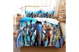 GOGSER Bedding Set Queen Size Shooting Games for Kids Boys Girls, Childrens Duvet Cover Set Queen, Anime Cartoon Bedding Duvet Cover Set 3 Piece, Christmas Duvet Cover with 2 Pillowcases