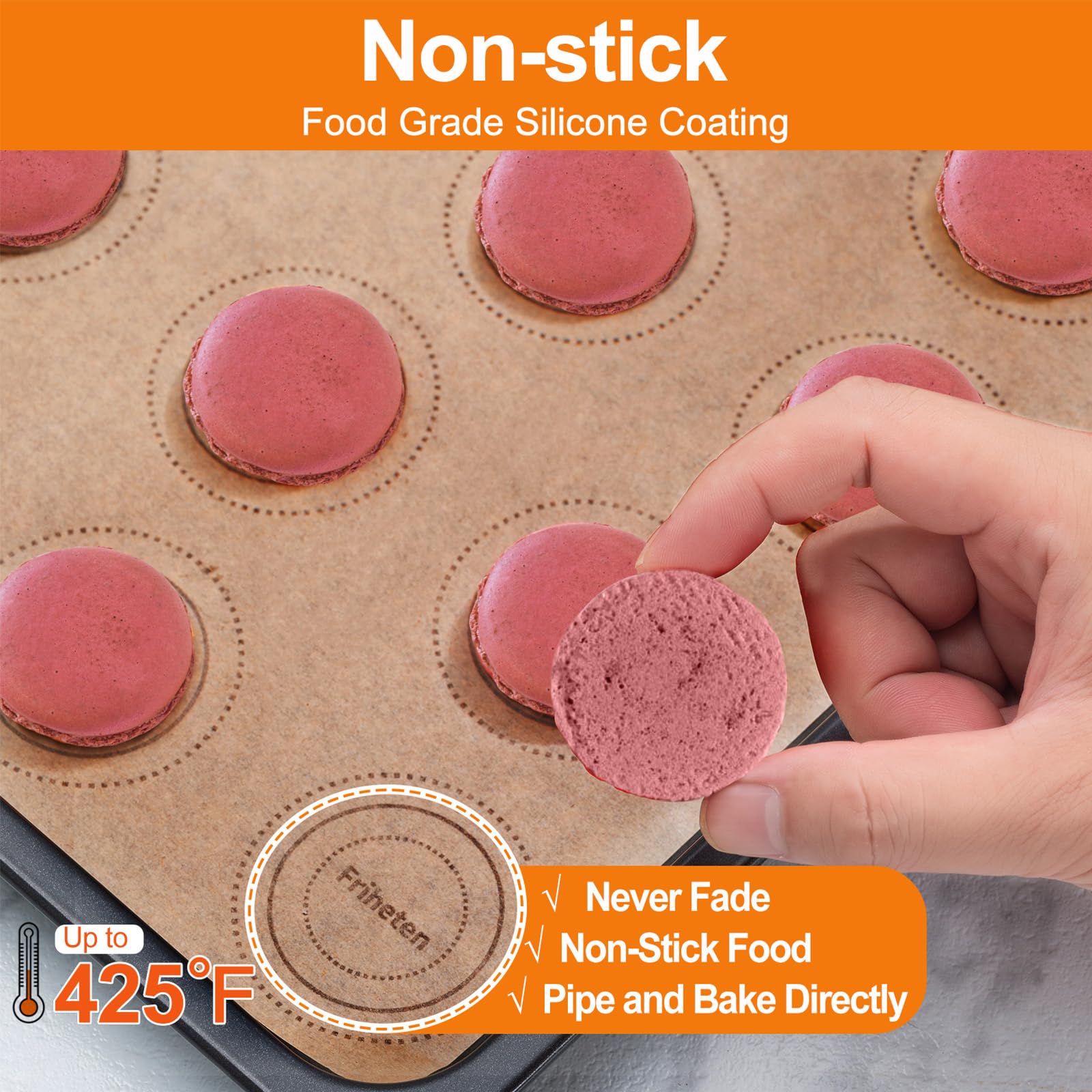 Macarons Cookie Parchment Paper Sheets Template, Pre-cut Circle Printed Half Sheet Parchment Baking Paper sheet, Non-Stick & Easy Clean unbleached Parchment Paper Sheets for Baking,100 Sheets