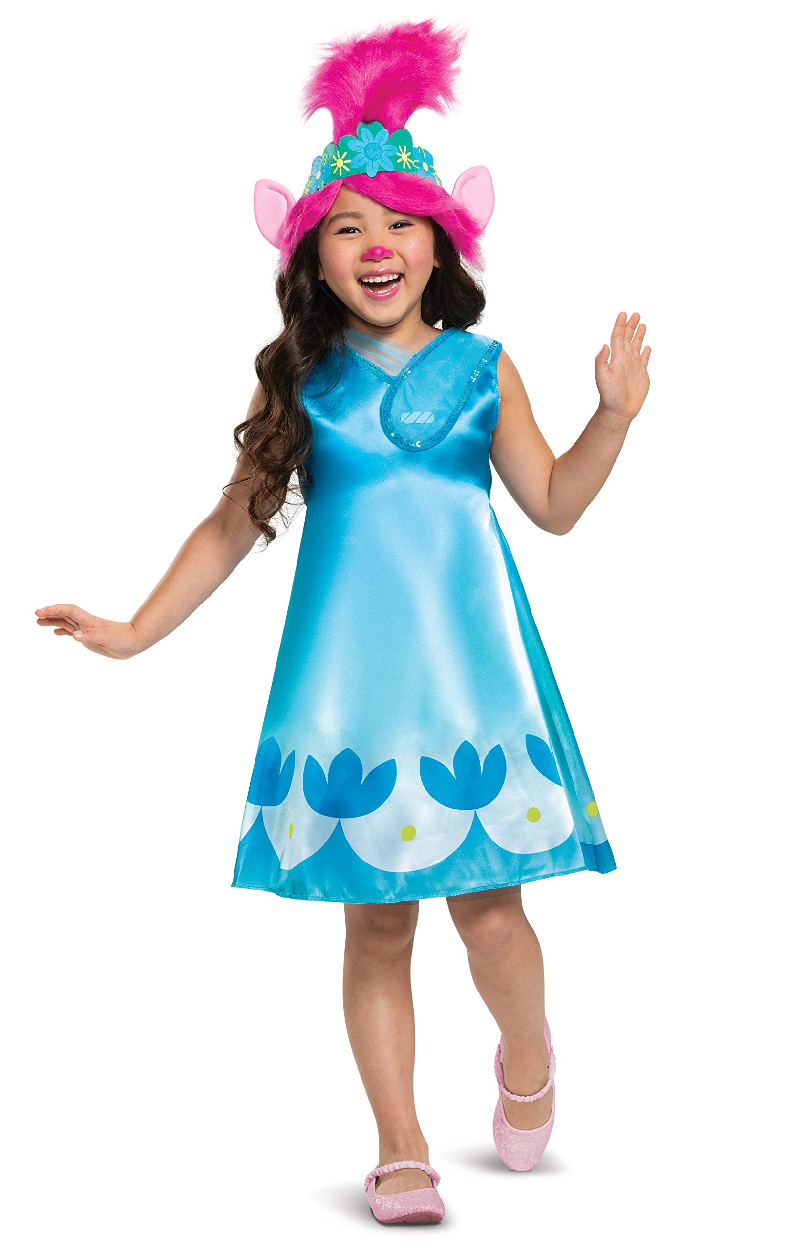 Photo 1 of Trolls World Tour Poppy Costume, Trolls World Tour Children's Classic Dress Up Outfit for Girls, Kids Size Medium (7-8) Blue