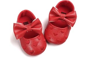 RVROVIC Baby Girls Shoes Soft Sole Mary Jane Flats Princess Dresses Shoes PU Cute Bow Prewalker