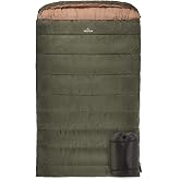 Teton Mammoth Queen Size Double Sleeping Bag- A Warm Bag the Whole Family can Enjoy &ndash; Great for Camping, Hunting and Base Camp. Compression Sack Included