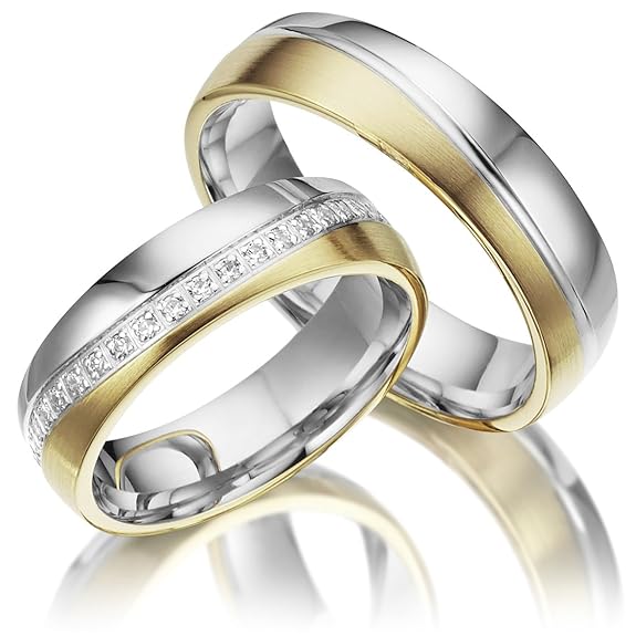 2 Trauringe aus 925 Silber PAARPREIS mit Gravur und Steinbesatz AG.36.925 Gratis zusätzlich ein Multisizer zur Größenermittlu