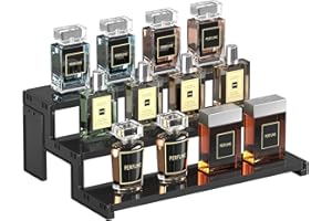 Lifewit Cologne Organizer for Men, 12-Inch 3-Tier Perfume Organizer for Fragrance, Action Figure Stand, Versatile Display Shelf for Dresser, Party, Dessert, Black, 1 Pack