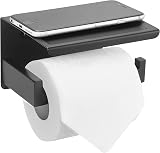 HITSLAM Matte Black Toilet Roll Holder with Phone Shelf, SUS 304 Steel view 8