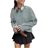 Floerns Women's Striped Long Sleeve T Shirts Fall Clothes Crew Neck Loose Tee Tops