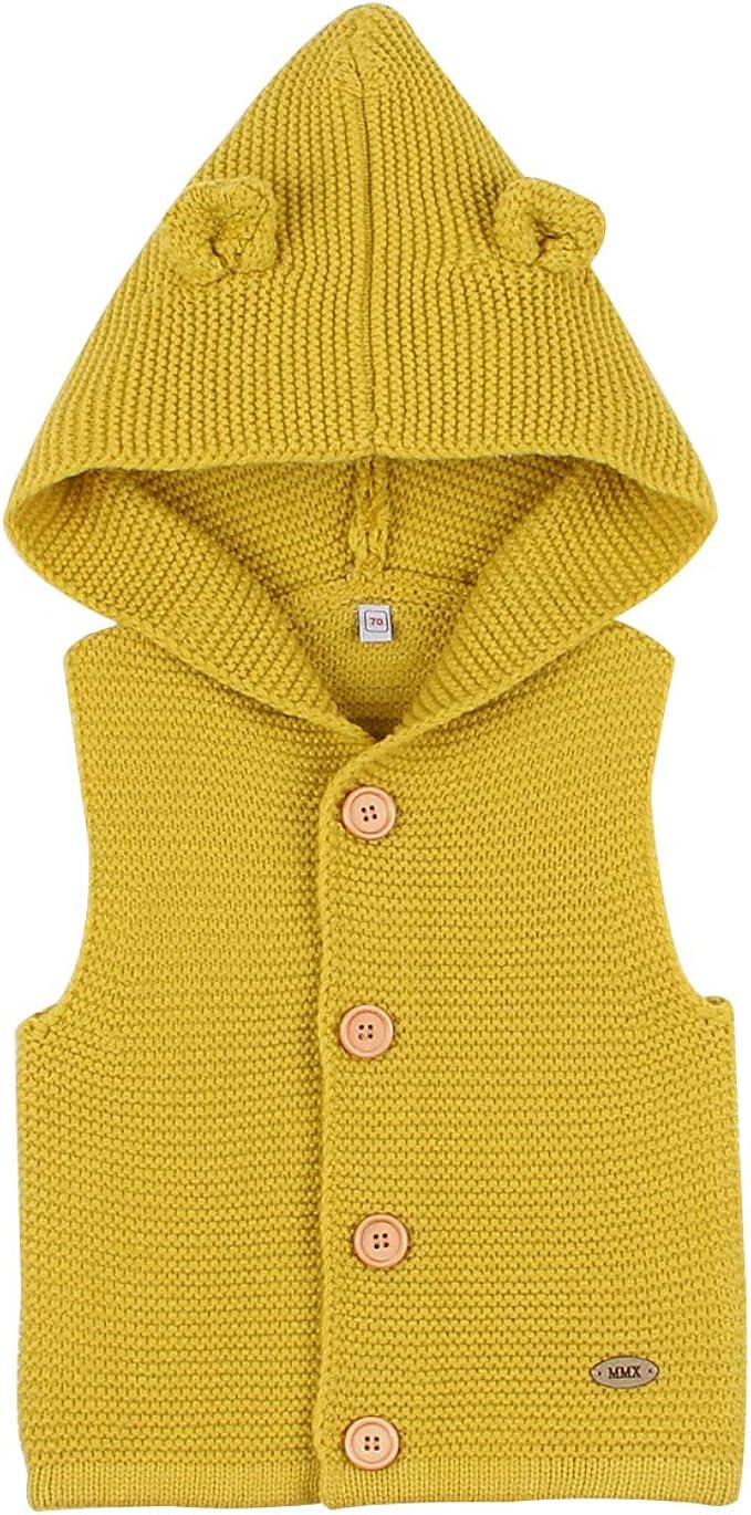 Pull A Capuche En Tricot Pour Bebe Sans Manches Pour L Automne Et L Hiver Jaune 6 12 Mois Amazon Fr Vetements Et Accessoires