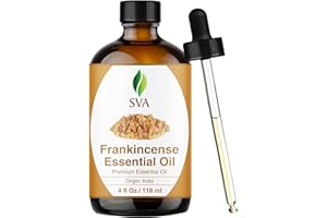 SVA ORGANICS SVA Frankincense Essential Oil – 4 Fl Oz – 100% Natural Boswellia Serrata Oil - for Diffuser, Hair Care, Face, Skin Care, Aromatherapy, Scalp and Body Massage, Soap and Candle Making – with Dropper