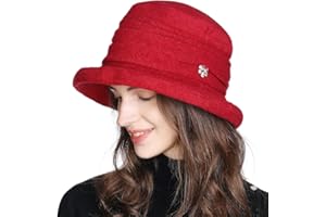 Comhats Winter Cloche Bucket Hat for Women Wool Elegant Dress 1920s Vintage Fedora