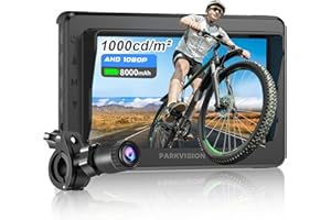 PARKVISION Handlebar Bike Mirror, Bicycle Rear View Camera with Anti-Glare Sunshade, 4.3'' HD 1080P Monitor, 8000mah Battery, 120° Wide Angle View, Bike Camera for Mountain,Ebike,Road Bike