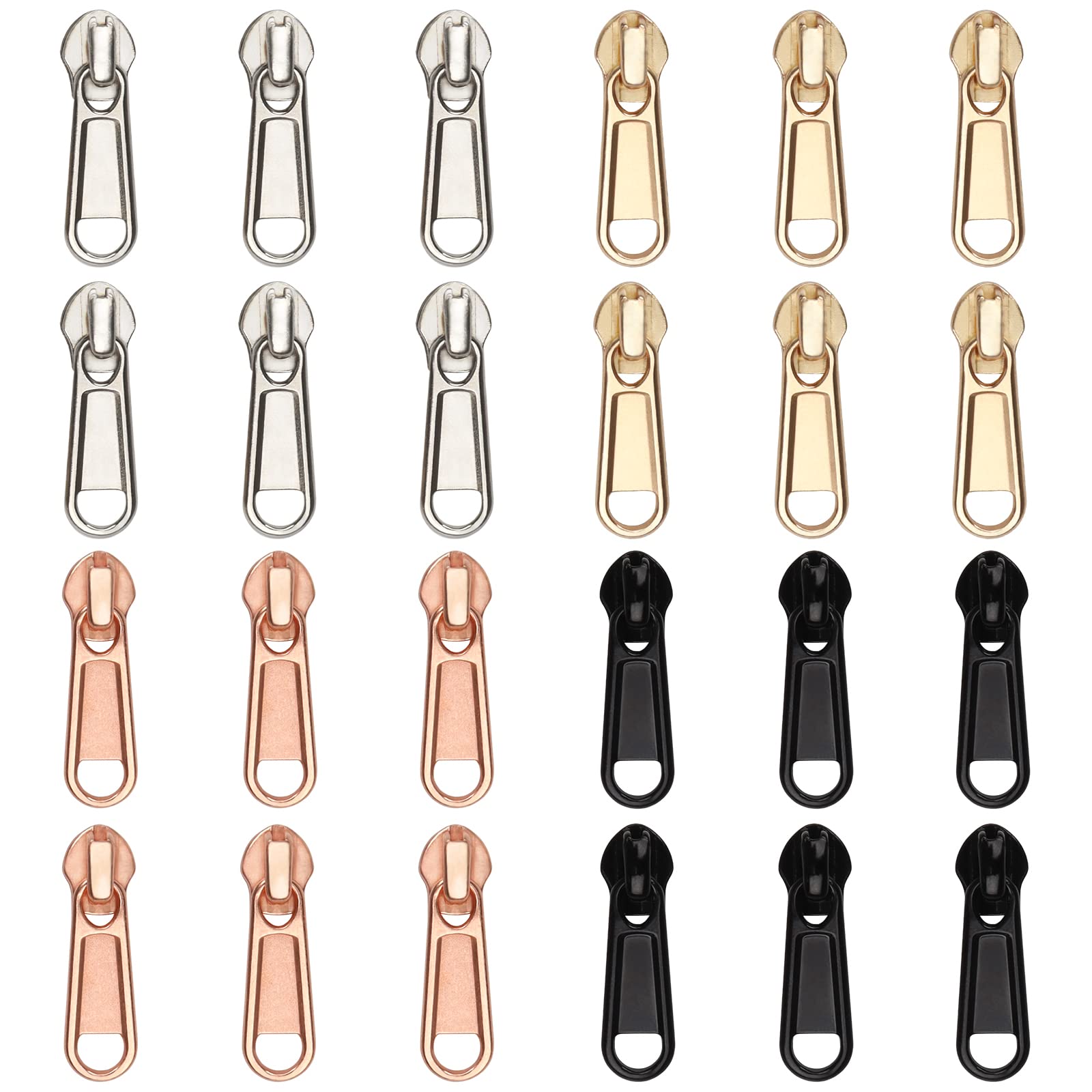 DOITEM 24Pcs Zipper Repair Kit Zip Replacement 5# Zipper Pull Rescue Kit for Clothing Jackets Purses Luggage Backpacks (4 Colors) — image 1