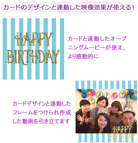 Amazon Moovin メッセージカード ムービーを贈れる インスタント ムービーカード Giftbox Happy Birthday グリーティングカード 文房具 オフィス用品