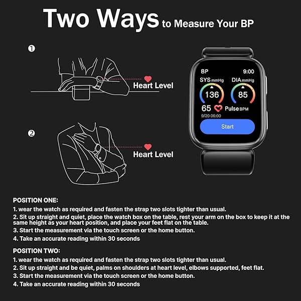 SMART WATCH, 1.95″ BLOOD PRESSURE SMART WATCH WITH AIR PUMP CUFF, BLOOD PRESSURE MONITOR WATCH WITH SLEEP HEART RATE MONITOR, PEDOMETER, BLOOD PRESSURE WATCH SUPPORTS DATA SHARING, REMINDER MONITORING
