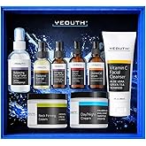 YEOUTH Skin Care Set: Retinol Serum with Hyaluronic Acid, Vitamin C & Super Face Serum, Cleanser, Toner, Eye Gel, Neck Cream, Face Cream 8-Piece Skincare Kit For Women