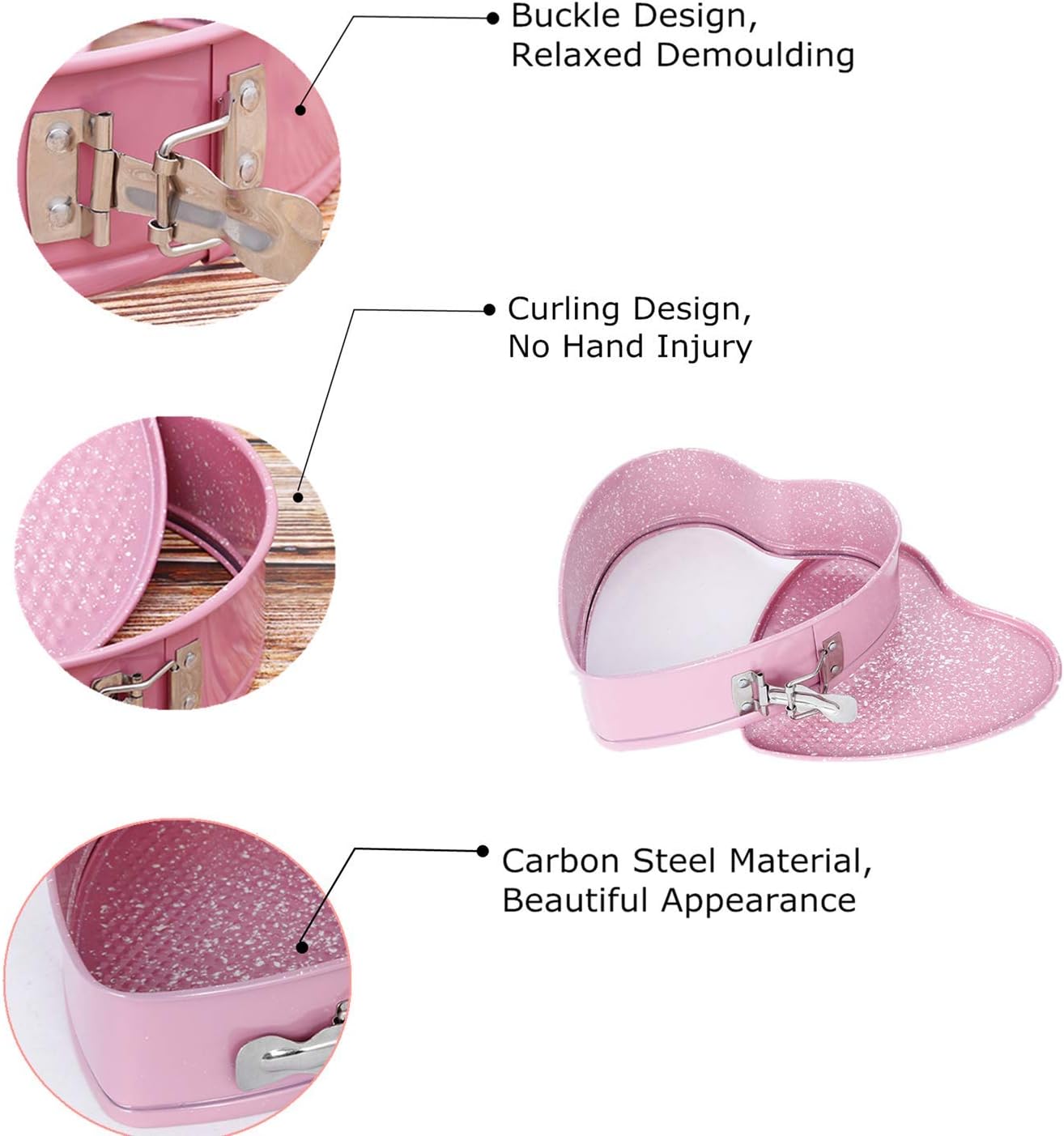 8.5" Pink Heart Springform Cake Pan Cheesecake Pan Nonstick Bakeware Pan, Heart Shaped Baking Pan with Removable Bottom, Cake Mold for Baker: Kitchen & Dining