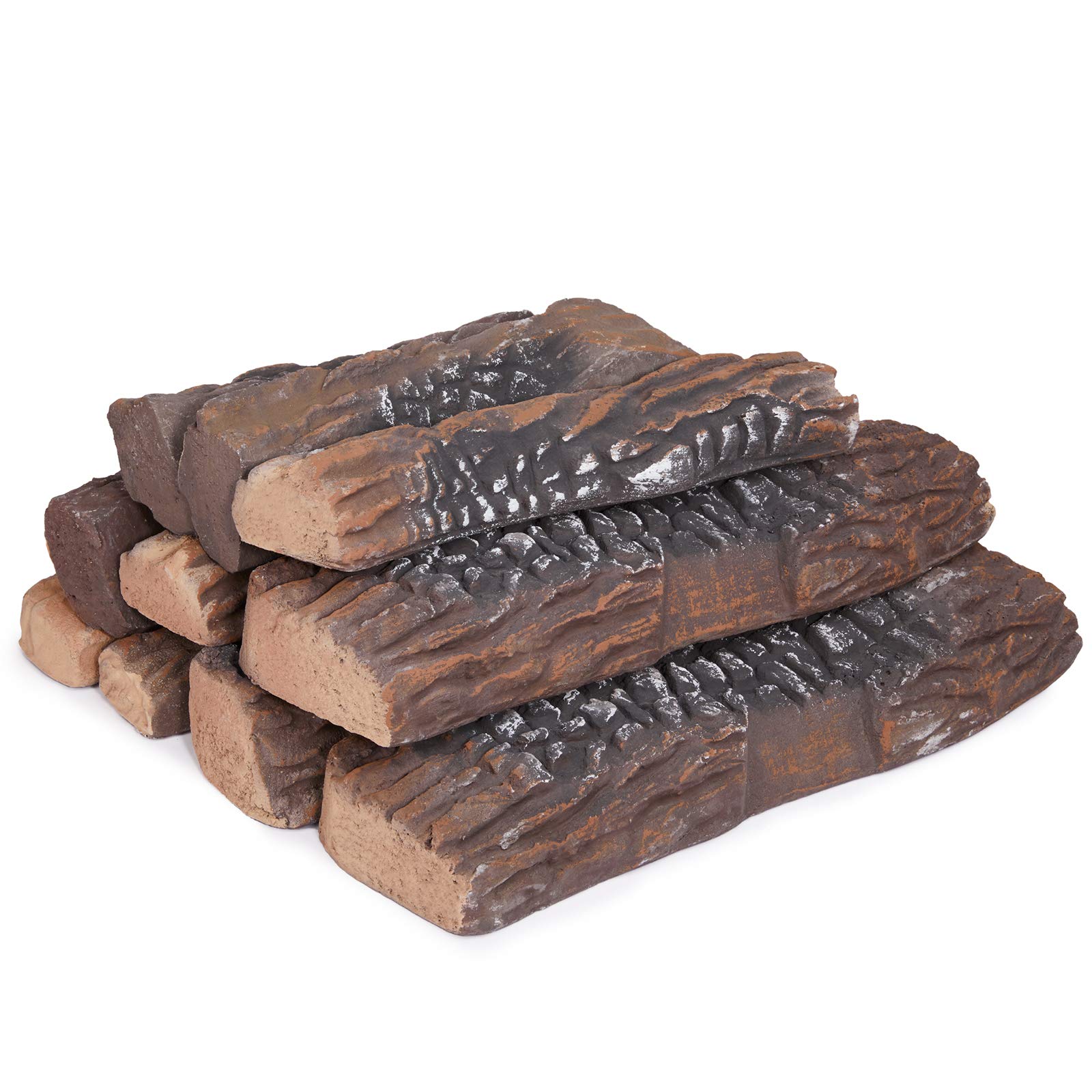 Photo 1 of GASPRO Ceramic Logs for Gas Fireplace, 10-Piece Vented Faux Logs for Indoor Natural Gas Fireplace, Large Size