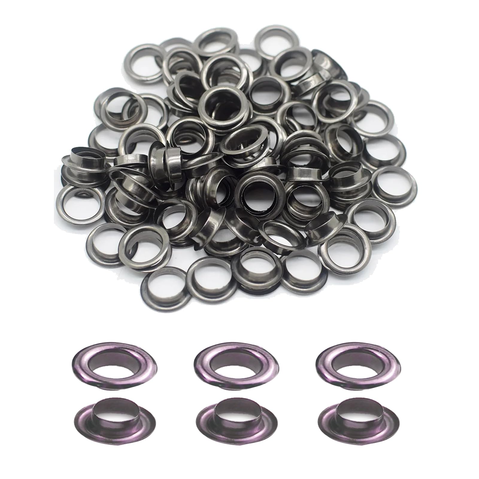 50 Sets Eyelets Grommets, 14mm Hole Black Metal Eyelets Washers Kits for Craft Canvas, Leather, Curtains, Fabric
