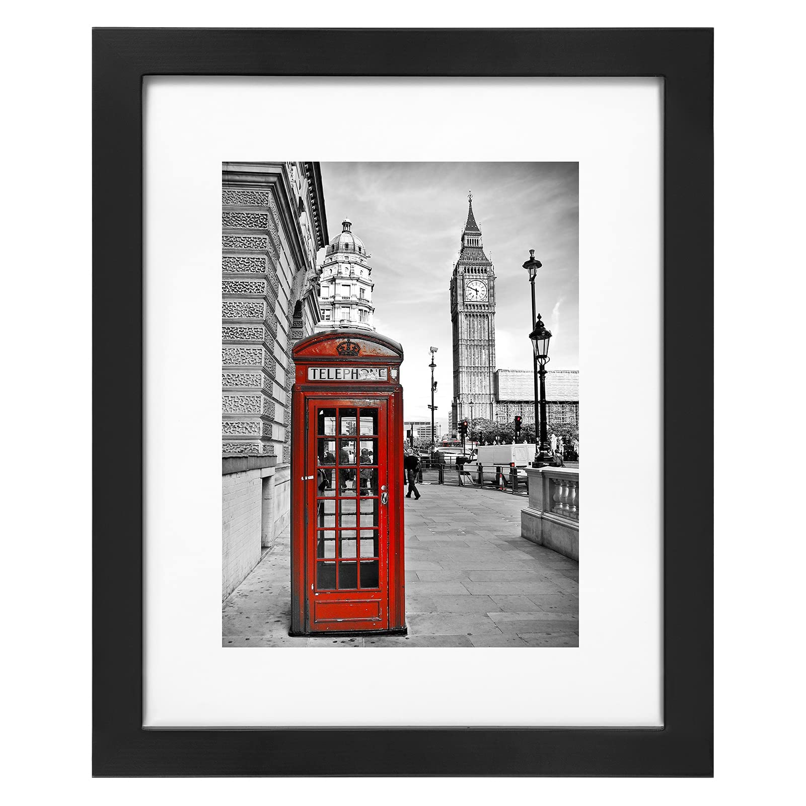 Photo 1 of eletecpro 8x10 Picture Frame Made of Solid Wood with Glass Cover, Display 4x6/5x7 with Mat or 8x10 without Mat for Wall or Tabletop Display, Black