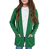 Poploli Girls Cardigan Knit Open Front Long Sleeve Sweaters Fall Casual Outwear with Pockets for 5-14 T Kids