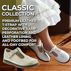 FOOTMATES Sherry Mary Jane Hook and Loop Leather
