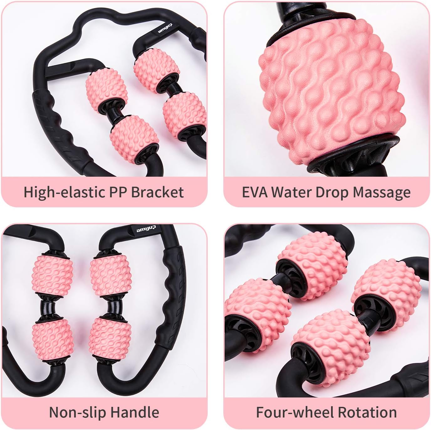 Amyup Foam Roller Massage Stick for Home Leg Muscle Relieve After Workout Exercise Self Massager Deep Tissue Facsia Pain Relieve (Black+Pink)-Black+pink: Health & Personal Care
