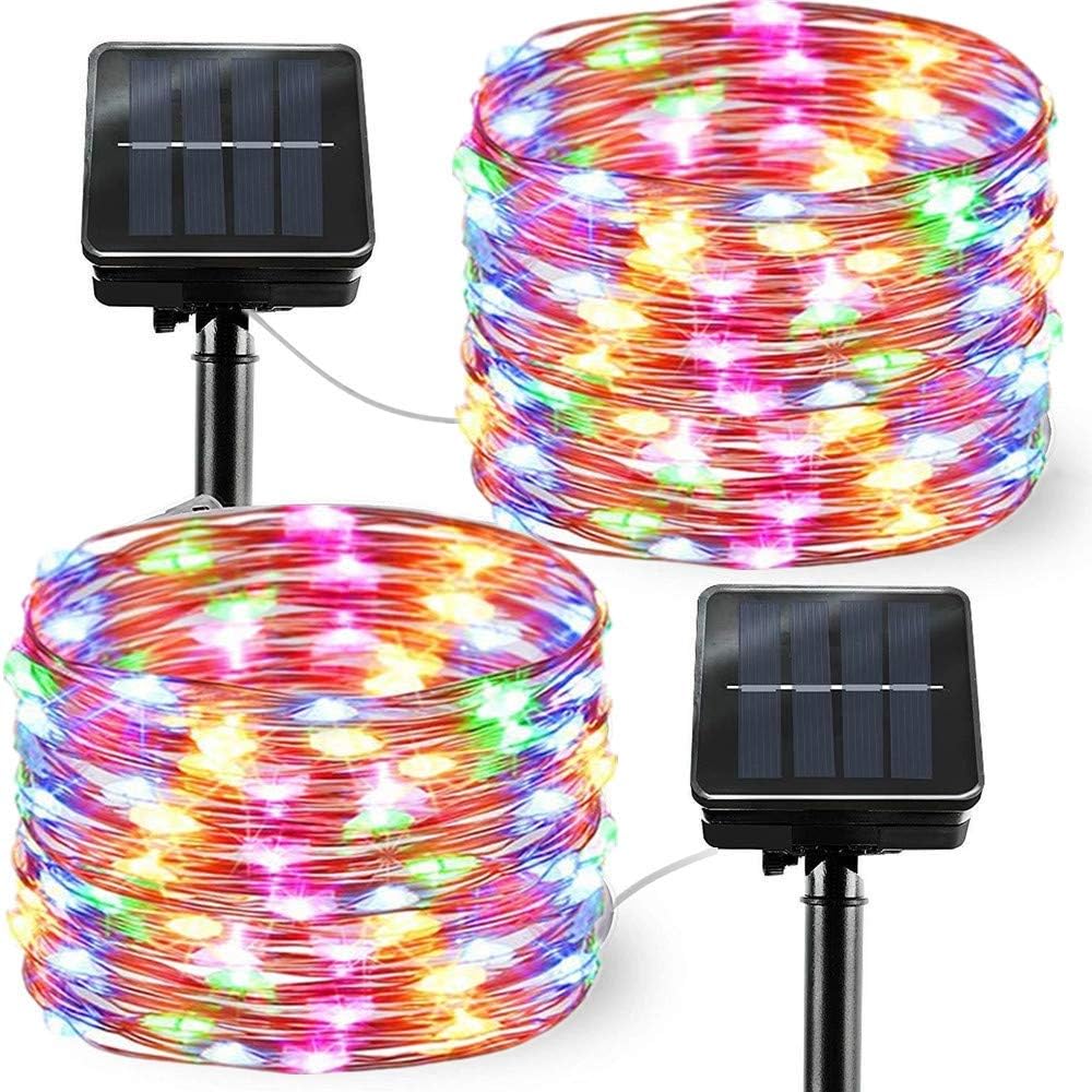 FANSIR Solar Powered String Lights, 2 Pack Outdoor String Solar Garden