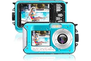 SPUNALP 4K Underwater Camera 11FT Waterproof Camera Autofocus 48MP Selfie Dual Screen Waterproof Digital Camera 16X Underwater Camera for Snorkeling with 32GB Card
