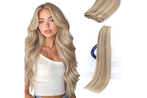 Sunny Hair Weft Hair Extensions Human Hair Straight Sew in Hair Extensions for Women Real Human Hair 16inch Warm Ash Blonde H