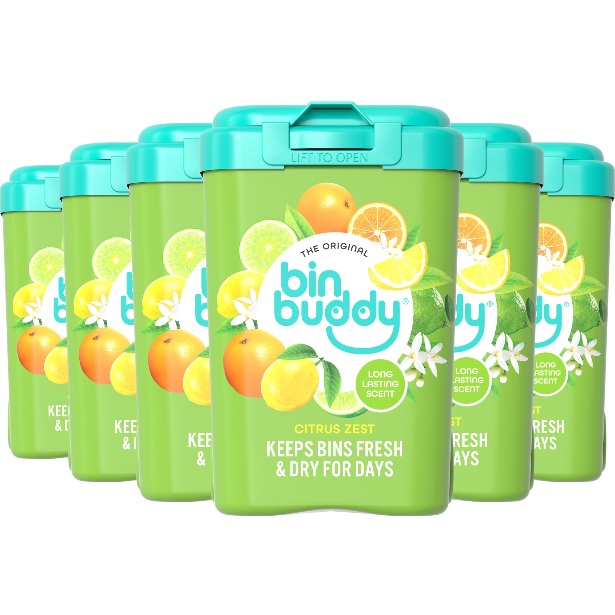Bin Buddy Citrus Zest, Pack of 6 - Leaves Your Bin Fresh and Smelling Great – Suitable for Indoor, Kitchen, Bathroom, Compost, Food Waste and Outdoor Wheelie Bins