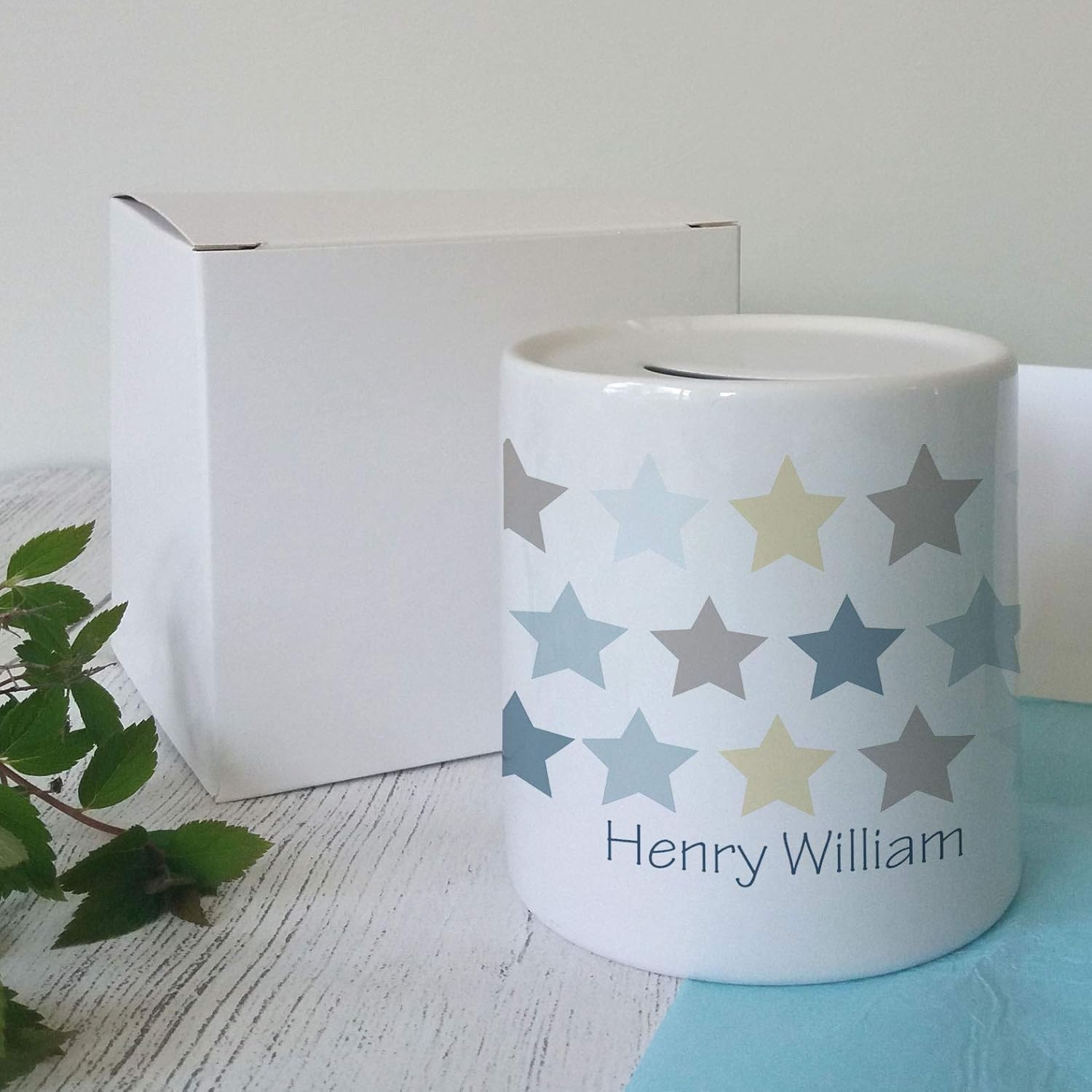 personalised money box for baby boy