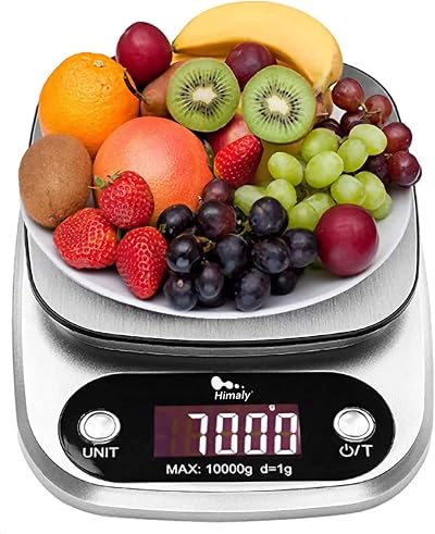 Himaly 10 kg Digital Kitchen Scale with Tare Function Backlit Display Stainless