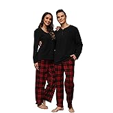 U2SKIIN Couple Pajama Sets, Plaid Pajama Set for Men and Women Soft Warm Pjs Set