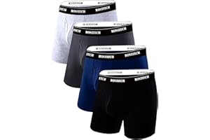 ROSTITCH Men's Boxer Briefs, Soft and Breathable Upgrade cotton men‘s underwear with Fly, Super elasticity mens underwear