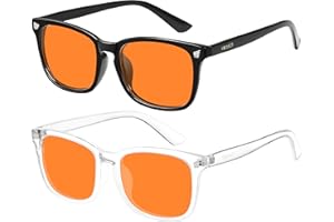 ORANZI 2 pack 98.6% Blue Light Blocking Glasses Men Woman for Better sleep, Computer Gaming Glasses Blue Light Filtering Amber Lenses Anti-Fatigue & Eye Strain