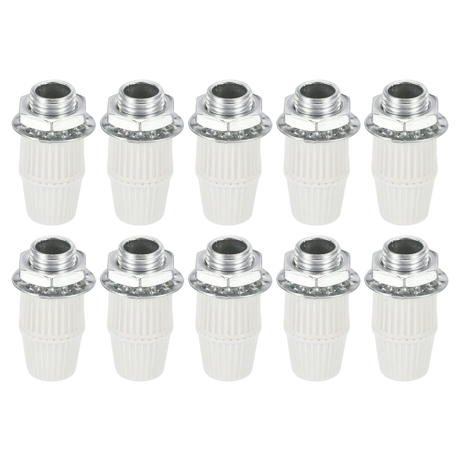 PATIKIL Lighting Cord Grips Connector, Carbon Steel Light Cable Glands with Threaded Pipe, 10Pcs for Wiring Hanging Light Ceiling Pendant Lamp, White