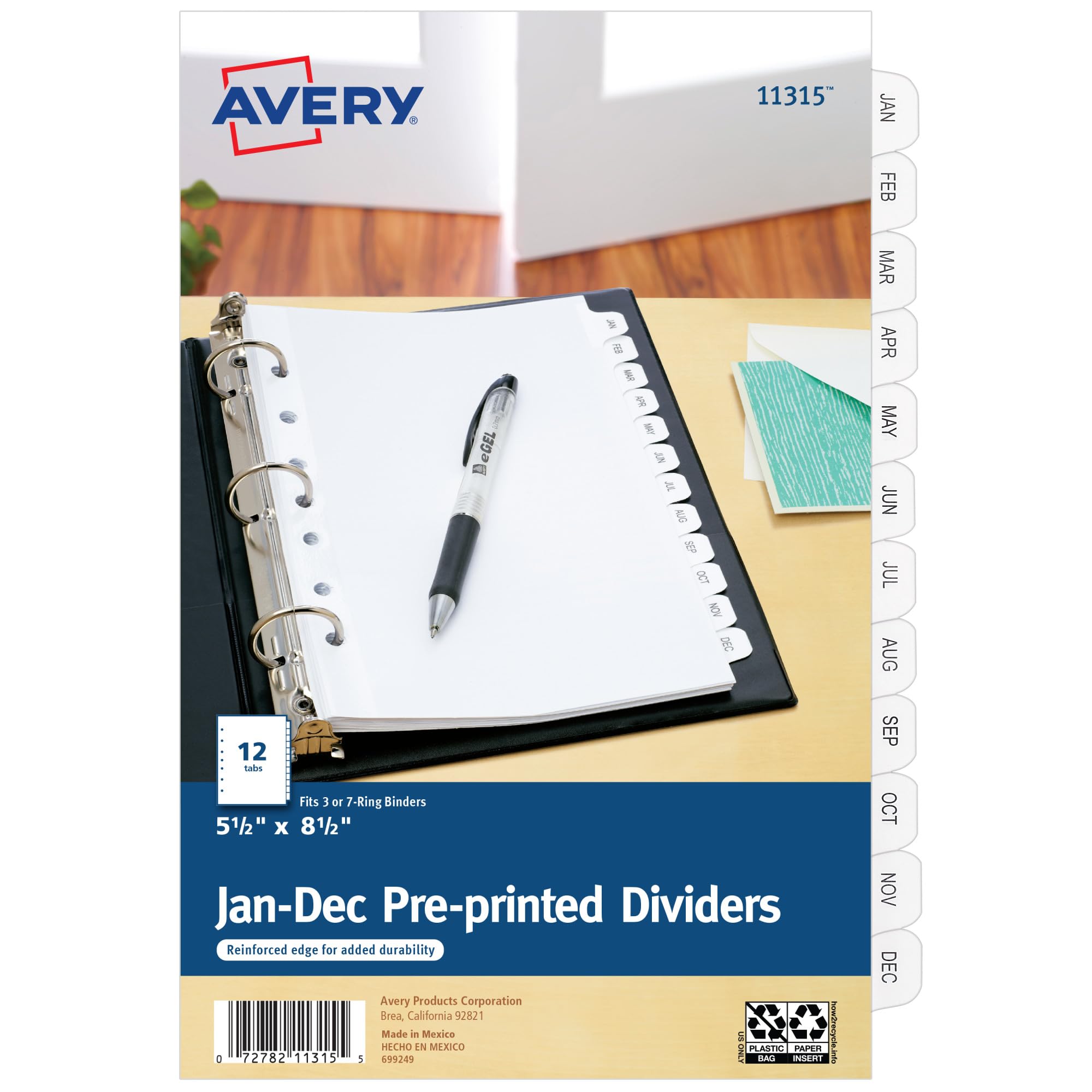 Small Preprinted Dividers, 5-1/2x8-1/2, Jan.-Dec., White