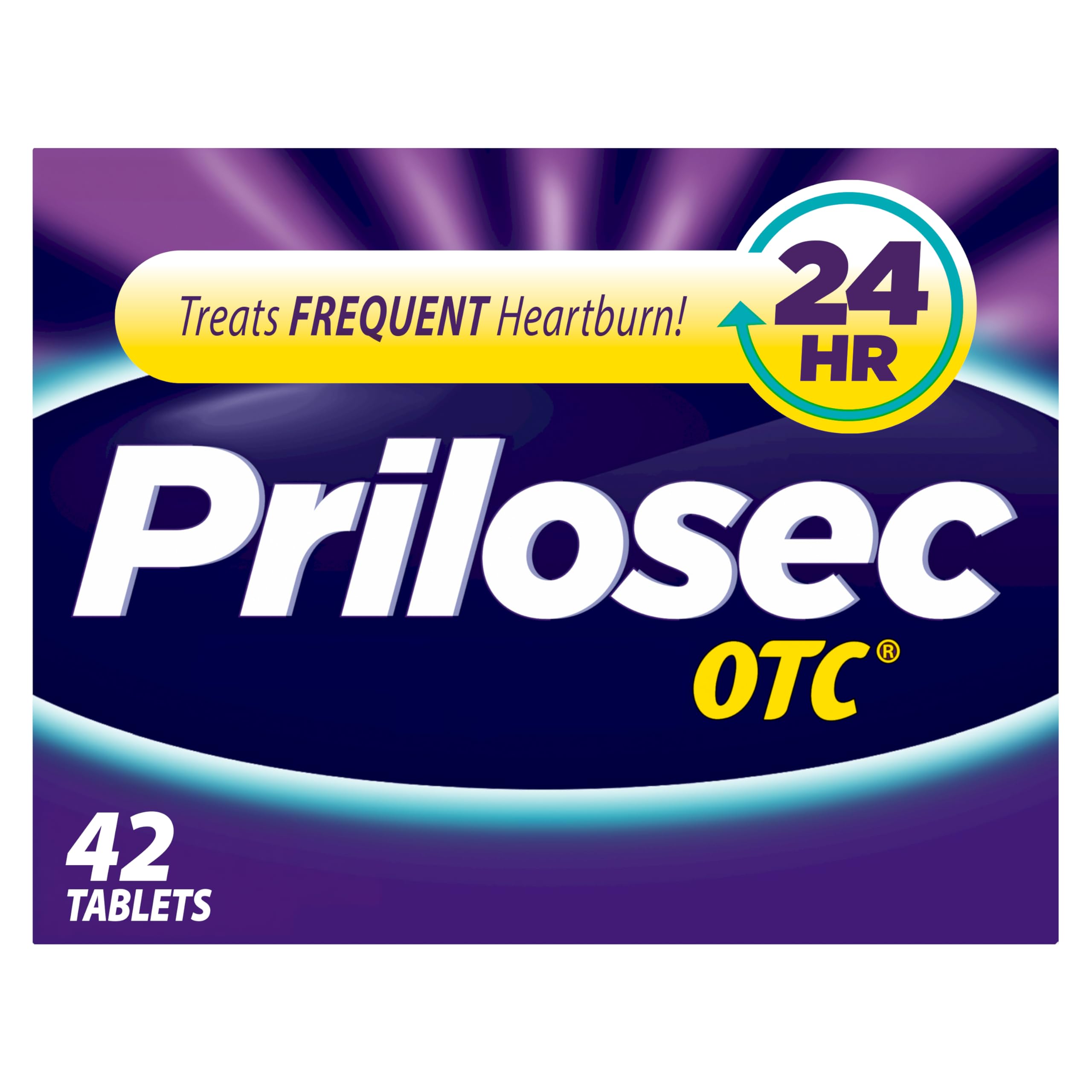 Photo 1 of Prilosec OTC, Omeprazole Delayed Release 20mg, Acid Reducer, Treats Frequent Heartburn for 24 Hour Relief, All Day, All Night*, 20mg, 42 Tablets