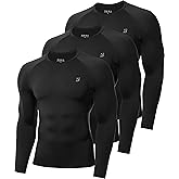 Twekfish 3 Pack Men's Compression Shirt, Long Sleeve Athletic Workout Shirts Quick Dry Running Football Gym Base Layer Tops