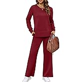 XIEERDUO Women's 2 Piece Lounge Sets Side Slit Outfits Wide Leg Tracksuit Comfy Loungewear Fashion Sweatsuit S-3XL